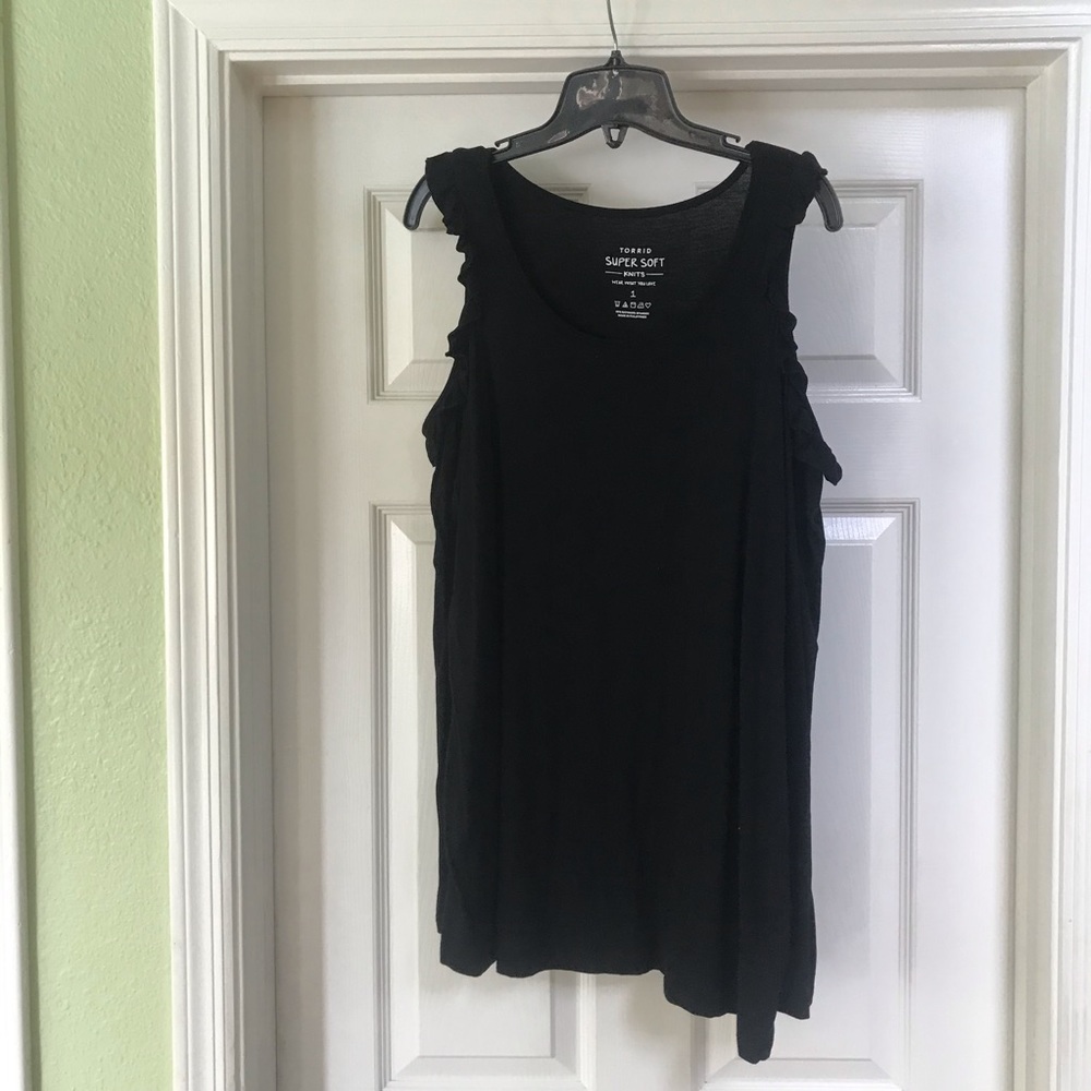 Torrid long sleeve ruffle cold shoulder